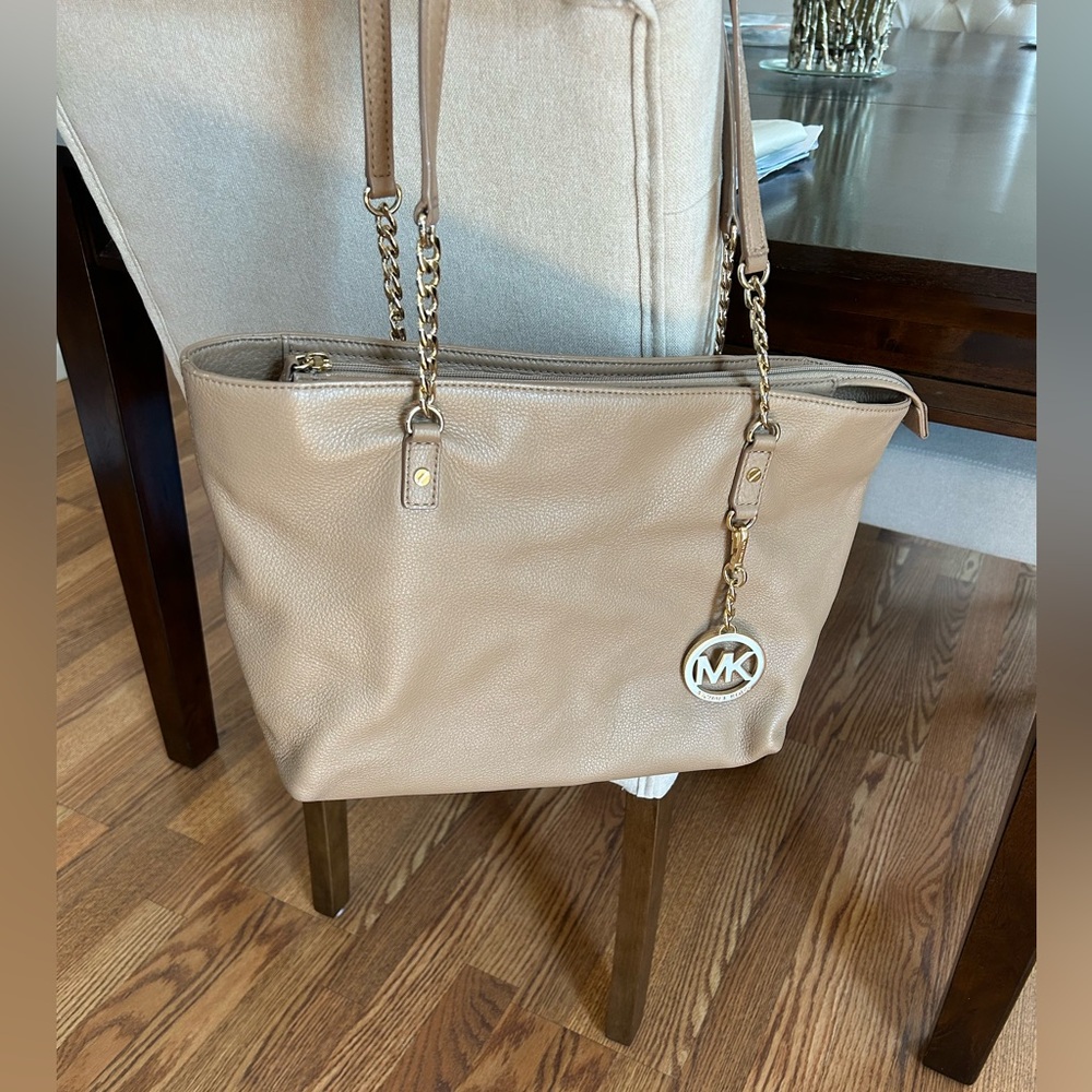 Michael Kors Tan Tote Bag with Chain Straps